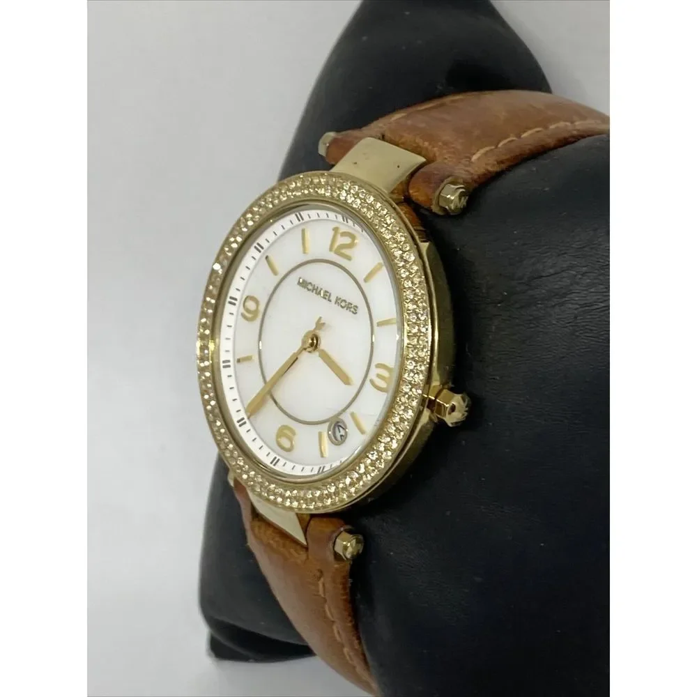 Michael Kors Parker MK3830 Women's Brown Leather Analog Dial Quartz Watch MP157 - Picture 4 of 12